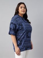 JUNEBERRY® 100% Pure Cotton Oversized Baggy Fit Stylish Paisley Bandana Print Half Sleeve Plus Size T-Shirt for Women & Girls (Sizes: 2XL to 5XL) - Image 9