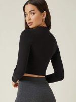 Aahwan Women's 100% Cotton Slim Fit Solid Full Sleeve Crop Top - Image 2