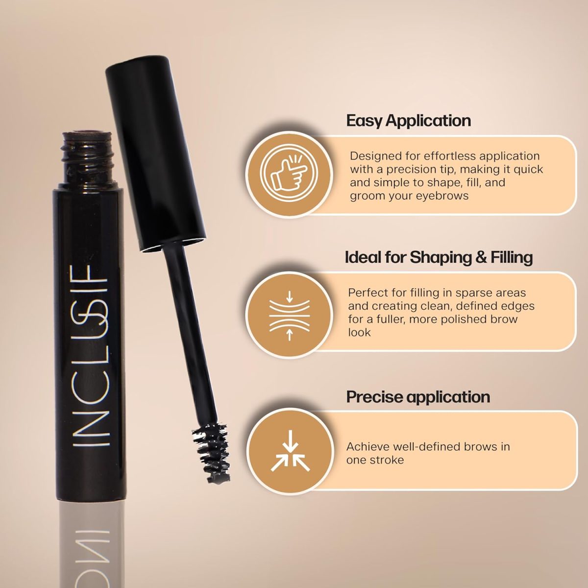 INCLUSIF Eyebrow Color Shaper Gel Dark Brown 5ml | Waterproof & Smudge-Proof Eyebrow Color Dye Tint for Women & Men | Volumizing & Easy to Apply | Eyebrow Coloring for White & Grey Hair | Eyebrow Gel Brown Waterproof | Eyebrow Pencil Brush Filler | Eyebrows Tint Color - Image 3