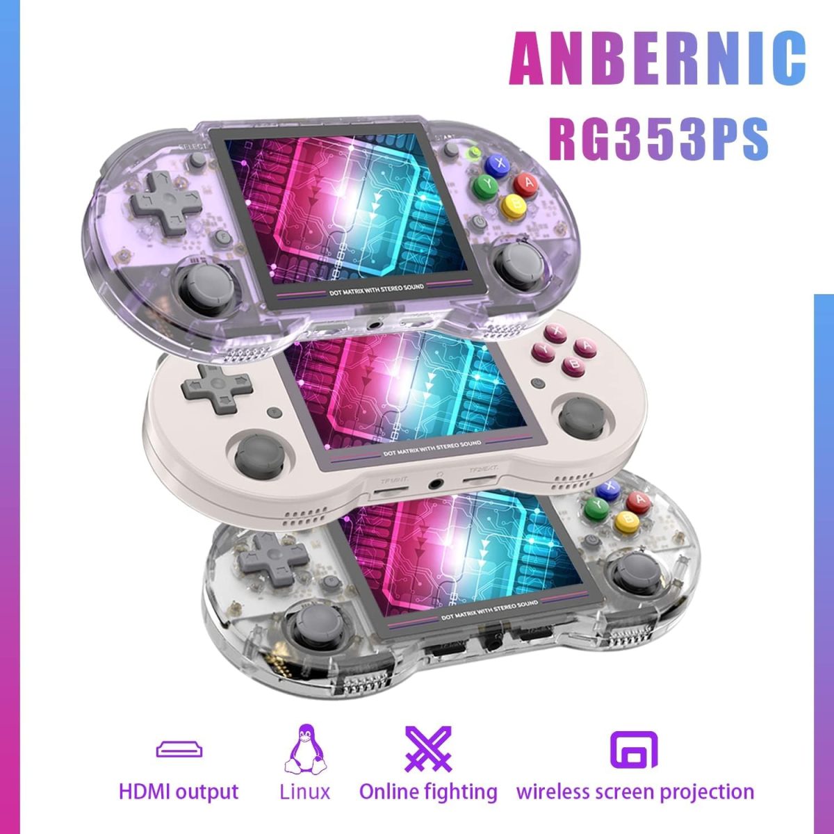New World RG353PS Retro Handheld Game Console, Single Linux System,Plug & Play Video Games 3.5 Inch IPS Screen 128G TF Card +Support PSP Games - Image 2