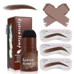 Eyebrow Stamp and Eyebrow Stencil Kit, Long Lasting Brow Stamp Kit for Perfect Eyebrow Makeup, Easy to Use, 3 Reusable Eye Brow Stencil Kit for Women Beginners (Dark Brown)