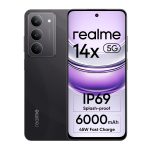 realme 14x 5G Smartphone 8+128GB Crystal Black, 6.67-inch Screen, 120Hz Display, 6000mAh Battery, 80MP, MediaTek Dimensity 6300, ArmorShell Protection, IP69