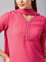 Azira Georgette Pink Straight Palazzo Kurta Set With Dupatta - Image 6