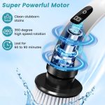 COFENDY Electric Spin Scrubber,Cleaning Brush Scrubber for Home, 400RPM/Mins-9 Replaceable Brush Heads-90Mins Work Time,Adjustable Size,2 Adjustable Speeds for Bathroom Shower (White) - Image 3