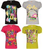 SINI MINI Sinimini Girls Half Sleeve Cotton Round Neck Tshirt with bio wash (Pack of 4). (15-16 Years, MPK_TBL_Mel_GYL_)