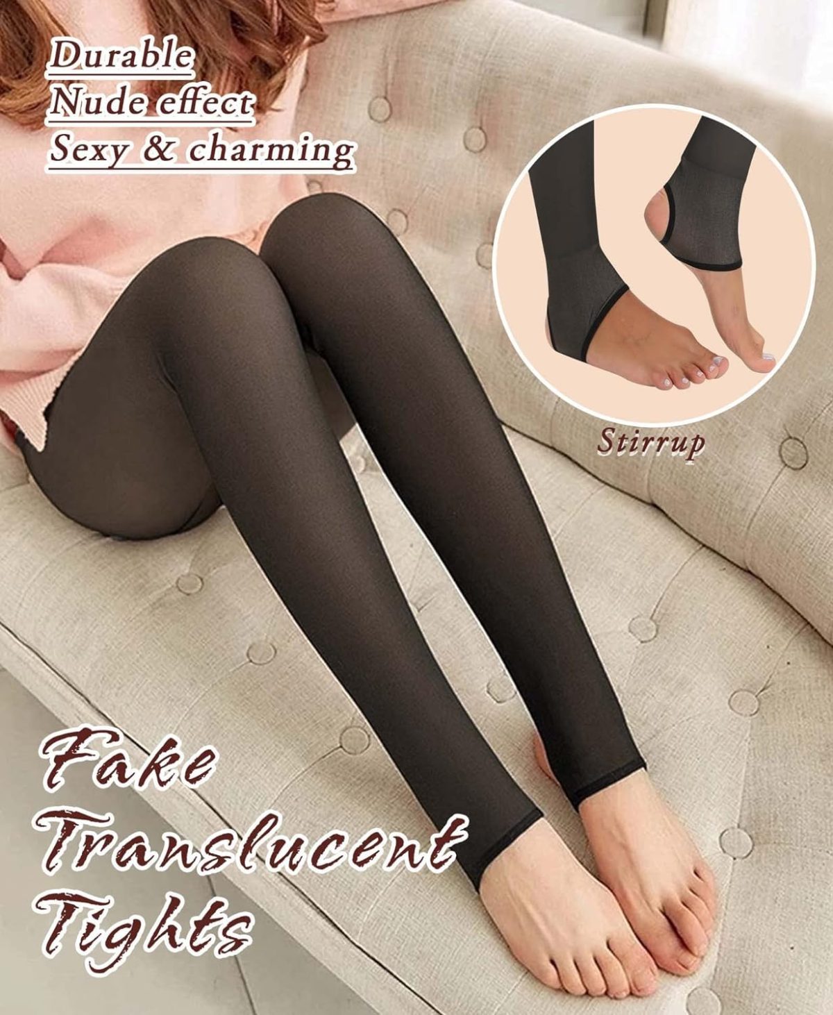 HSR Winter Warm Thermal Fleece Lined Women Leggings Pants (Waist Size : 26 to 34 Inch Stretchable) (Black-Ankle) - Image 3