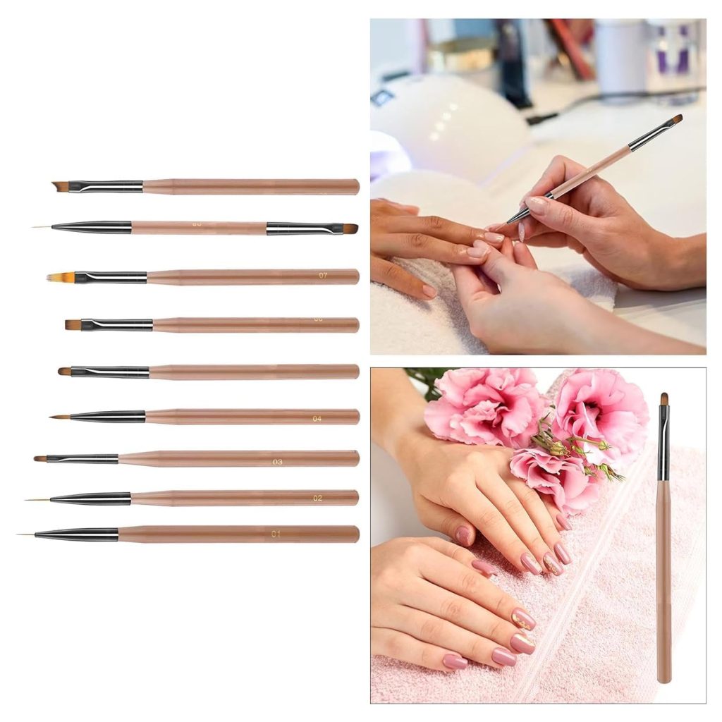 KRENI Nail Art Paint Brush Nail Design Tool for Nail Salon Home Nail Care (9pcs)