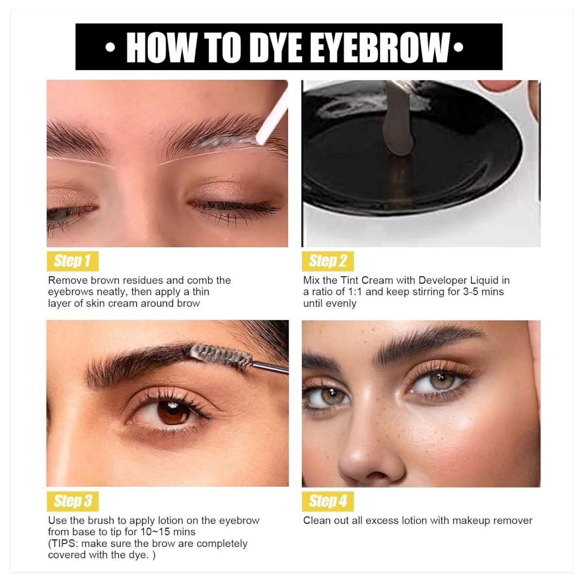 BNF Professional Eyelash Eyebrow Dye Tint Gel Oil Proof Eyebrow Tinting Kit Dark Brown - Image 7