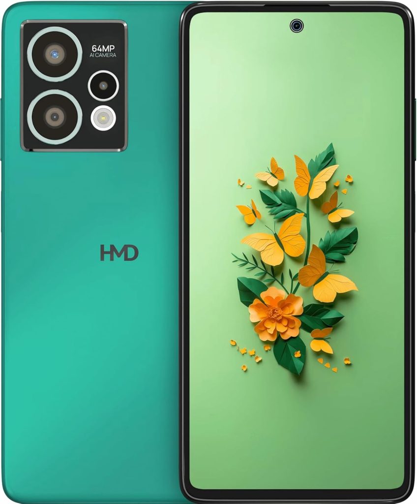 HMD Crest Max 5G | 50 MP Front Cam | Triple Rear AI Camera with 64 MP Primary Cam | FHD+OLED Display | 8GB RAM & 256GB Storage | Android 14 | 33W Fast Charger (Aqua Green)