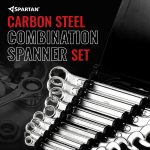 SPARTAN Carbon Steel Combination Spanner Set/Wrench Set/Tool Kit Multipurpose Home Use and Professional Spanners, Corrosion Resistant Chrome Plating Open Jaw and Ring Spanners (Silver, Set of 10) - Image 4