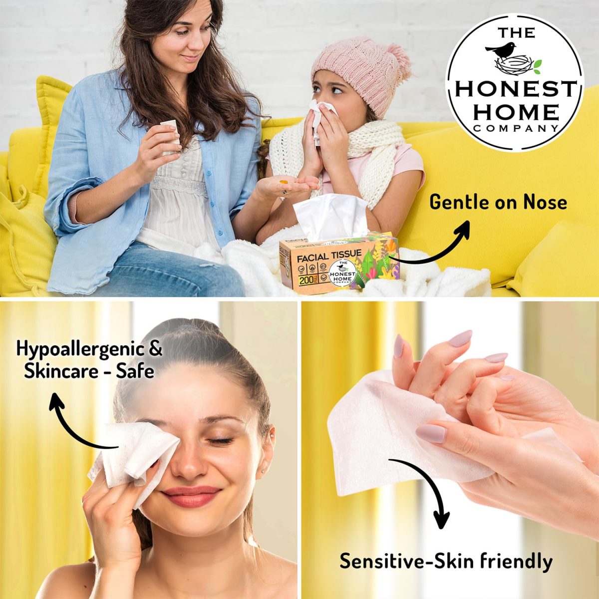 The Honest Home Co. | 2 Ply Soft Facial Tissue Paper Box | 800 Pulls | 100% Virgin Pulp | Pack of 1 (100 Pulls/box) - Image 6