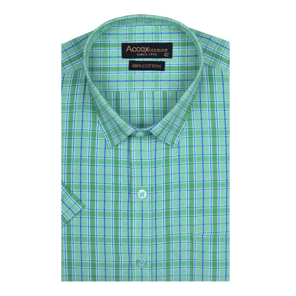 ACCOX Men's Half Sleeves Formal Regular Fit Cotton Check Shirt(Multi,GC297)