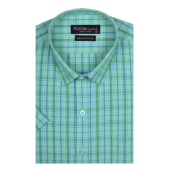 ACCOX Men's Half Sleeves Formal Regular Fit Cotton Check Shirt(Multi,GC297)