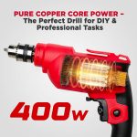 IBELL Electric Drill ED06-91, 400W, Copper Armature, 2800 RPM, Chuck 10 mm Forward/Reverse for Wood & Metal Work with Variable Speed Control - Image 5