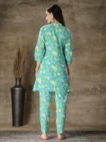 Stylum Women's Printed & Embroidered Cotton Short A-Line Kurti Co-Ord Set - Image 2