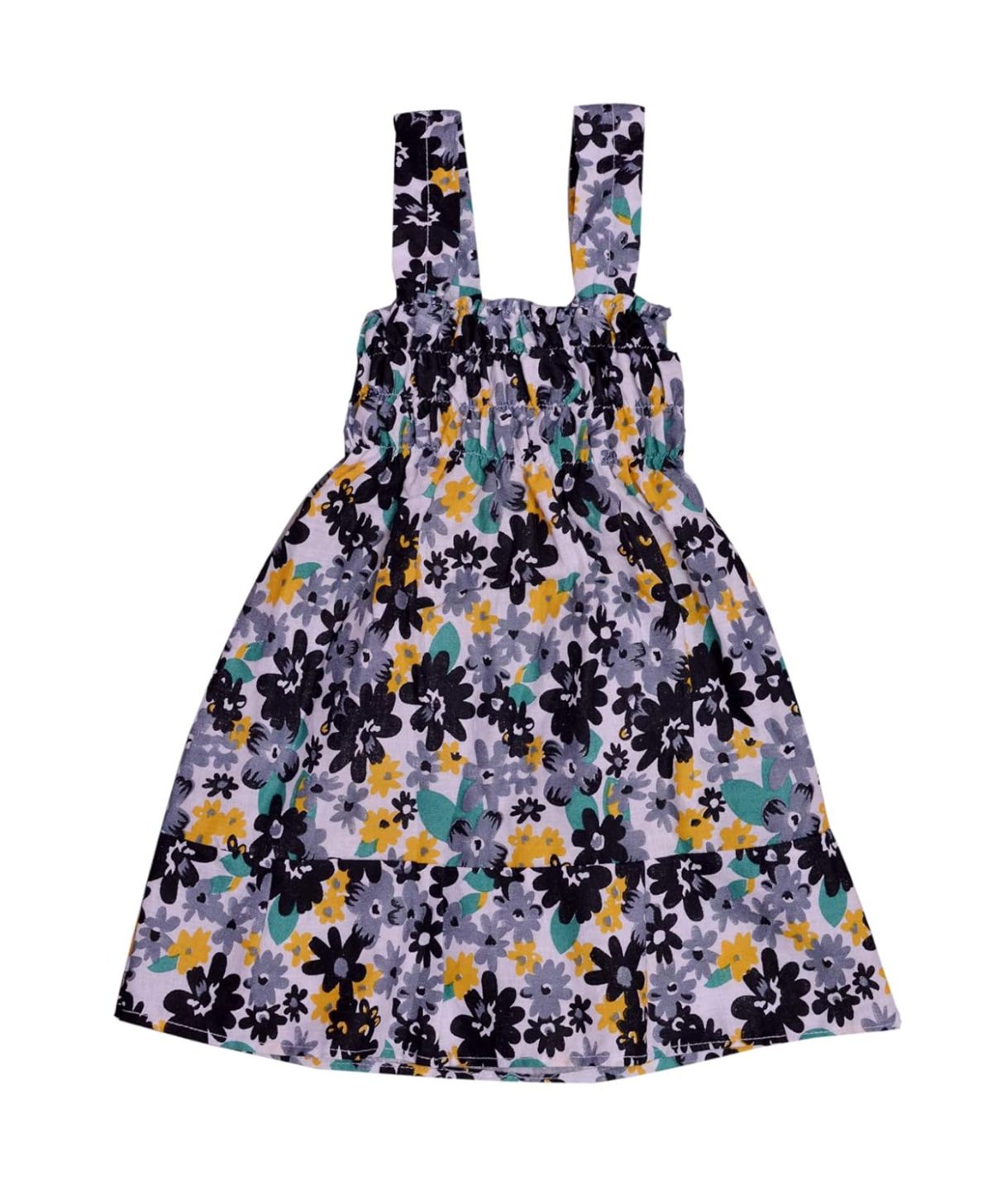 IndiWeaves Baby Girls Cotton Gathered Dresses (Green/red/Purple/Grey_6-12 Month) Pack of 4 - Image 5