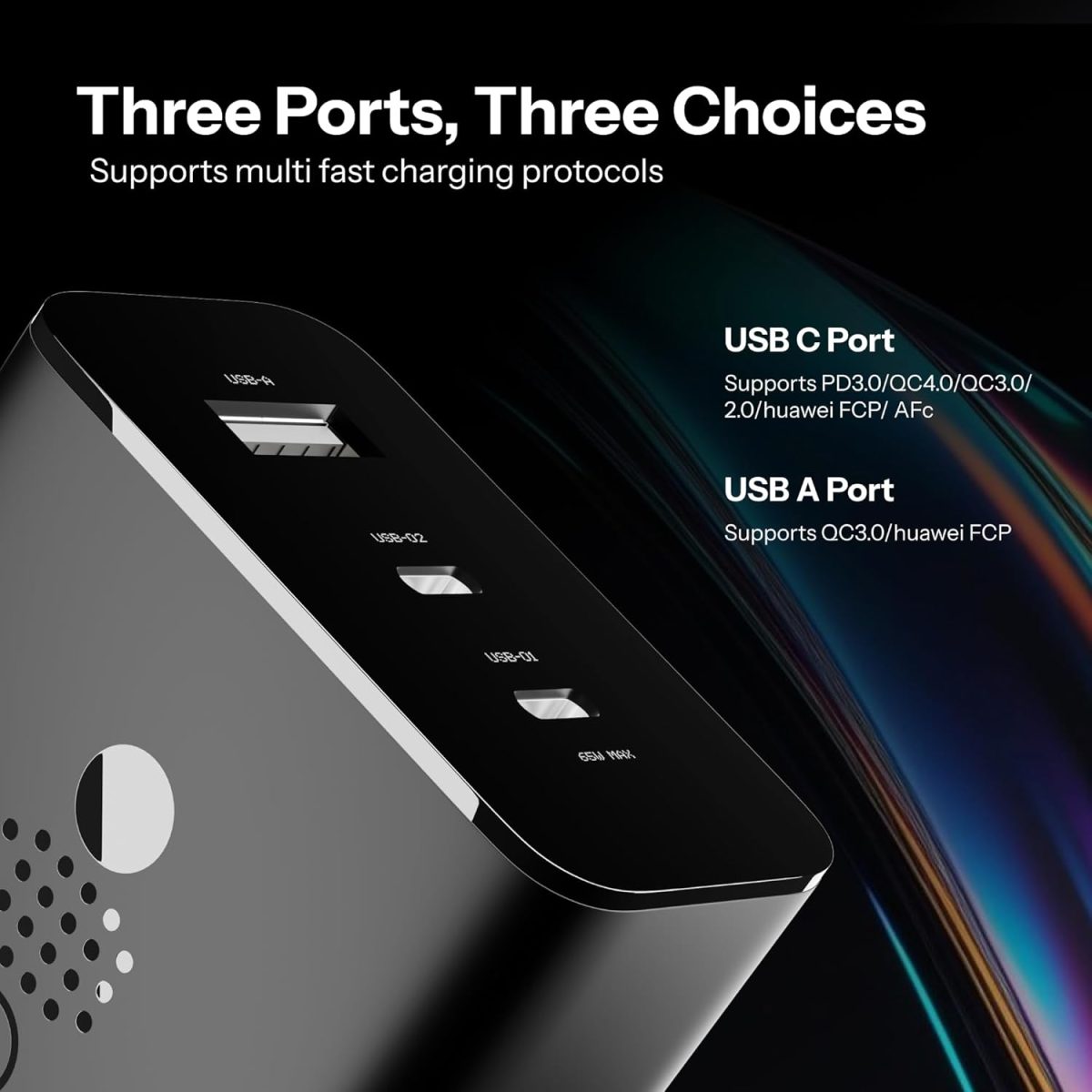 AILKIN 65W CMF for Nothing Gan Trio Charger Adapter | 3 Port USB Type C to A Fast Wall Charging Adaptor Compatible with CMF Phone 1/Nothing Phone 2a Plus/2A/Phone 2/Samsung Galaxy S24 Ultra - Image 3