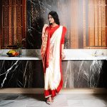 Traditional Bengali Gorod Sarees for Women Red and White Durga Puja Garad Silk Kanjivaram Goroder Lal Paar Sada Border Handloom Sari Latest Banarasi Soft lichi Handmade Zari Buti Sadi Blouse Piece - Image 3