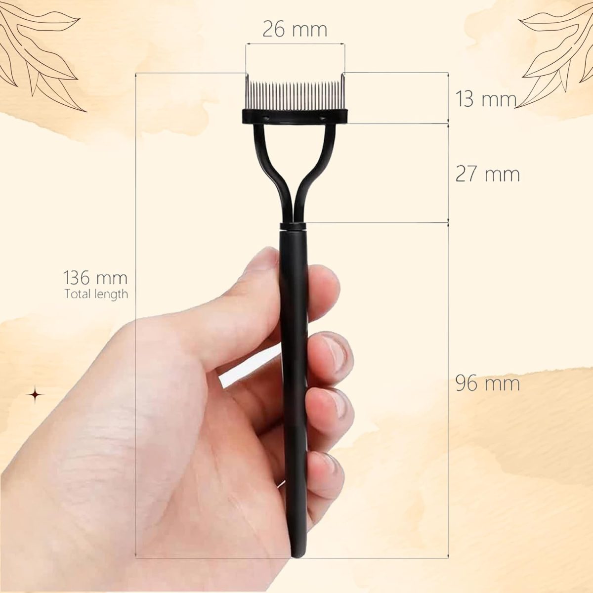 Homeaura Professional Eyelash Comb, Stainless Steel Needle Mascara Guide Applicator, Eyebrow Brush Curler Cosmetic Tool, Black - Image 6