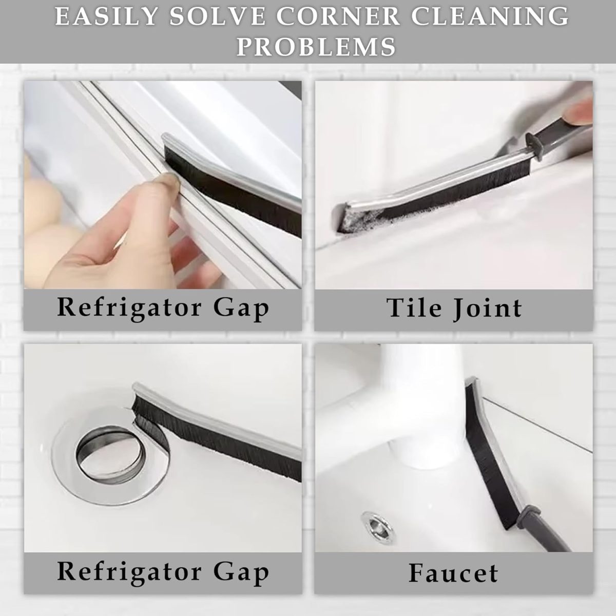 GLUN® Multifunctional Hard Bristle Gap Cleaner Grout Cleaning Brush, All-Around Household Cleaning Device for Bathrooms - Image 2