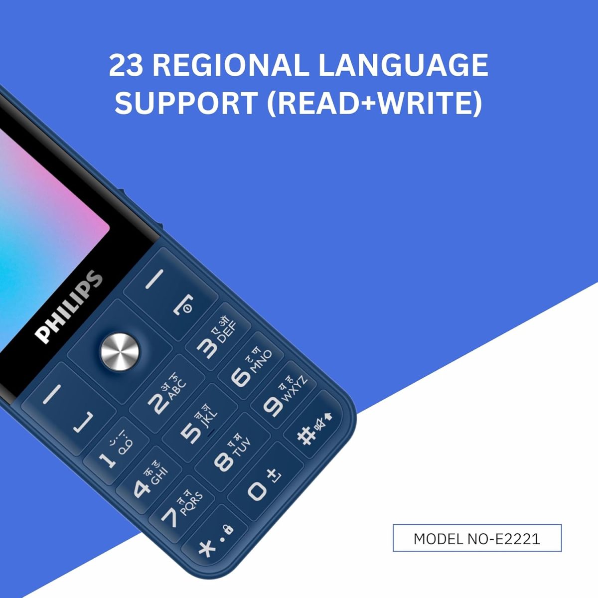 Philips All-New E2221 Sleek & Stylish |Keypad Mobile with 2.4" Screen|2500 MAH Battery | 2030mm Speaker| Wireless FM | Bright Torch| Digital Camera|Blue - Image 3