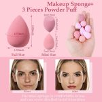 Feelhigh 40Pcs Mini Makeup Sponges Set with-33 Mini blender 4 Big Makeup Blender with 3 Pcs Powder Puff Valentine's Day Gift,Mother's Day Gift for Women for Foundation,Liquid,Powder,Concealer,Cream With Storange jar - Image 2