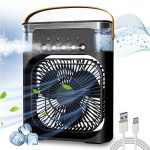 TRIDEO Portable Air Conditioner Fan, Mini Evaporative Air Cooler with 7 Colors LED Light for Home-Office-Artic-Cooler-3In1-Conditioner-Humidifier-Purifier-Mini-Cooler-air-conditioners black_ShA20