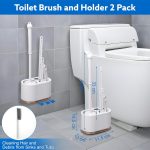 Vasukie Silicone Toilet Brush and Holder Set, with a Extra Crevice Cleaning Brush Deep Cleaning Toilet Bowl Brush for Bathroom Toilet Brushes for Bathroom Wall Mounted Water Drop (4IN1 White) - Image 2