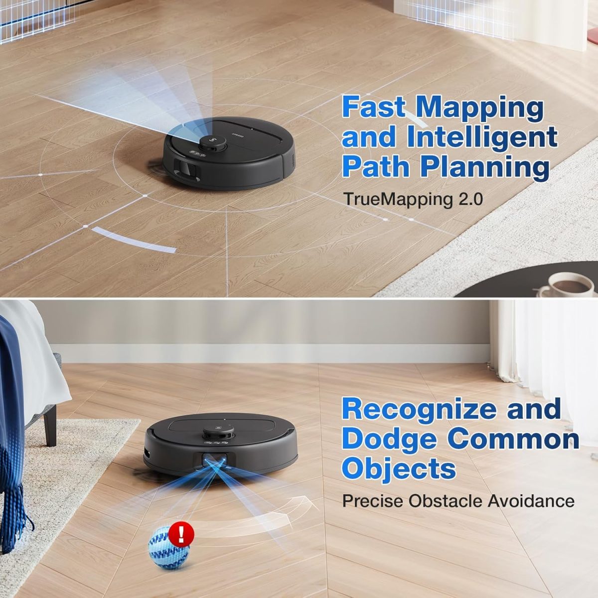 ECOVACS DEEBOT N30 Pro Omni Robot 2-in-1 Vacuum and Mop,10000 Pa Suction, TruEdge Adaptive Edge Mopping, ZeroTangle 2.0 Technology, Hot Air-Drying, Self-Emptying, Auto-Lift Mopping, Wet & Dry cleaning - Image 6