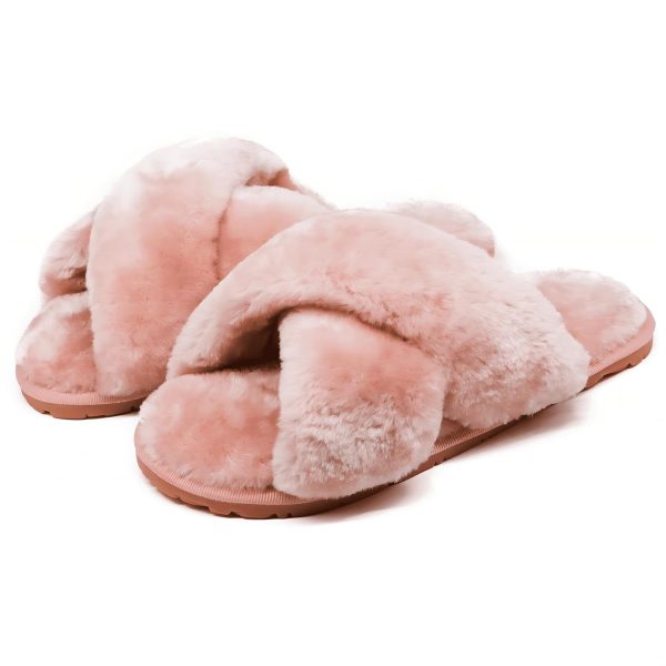 Crazy Lady Women's Slippers Fuzzy Fluffy Memory Foam House Shoes Cross Band Indoor and Outdoor