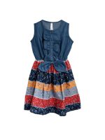 StyleStone Denim and Multi Color Stripe Dress (9165DnmMultiStripe)