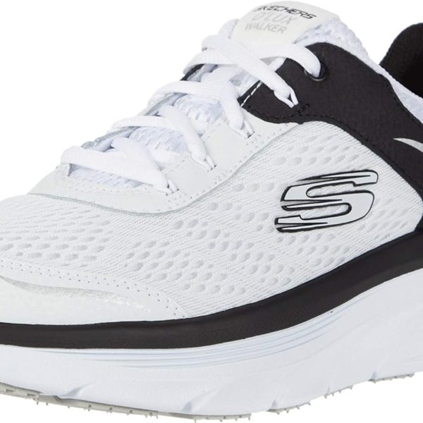 Skechers Mens D'LUX Walker - White Black Casual Shoe -9 UK (10 US) (232044)