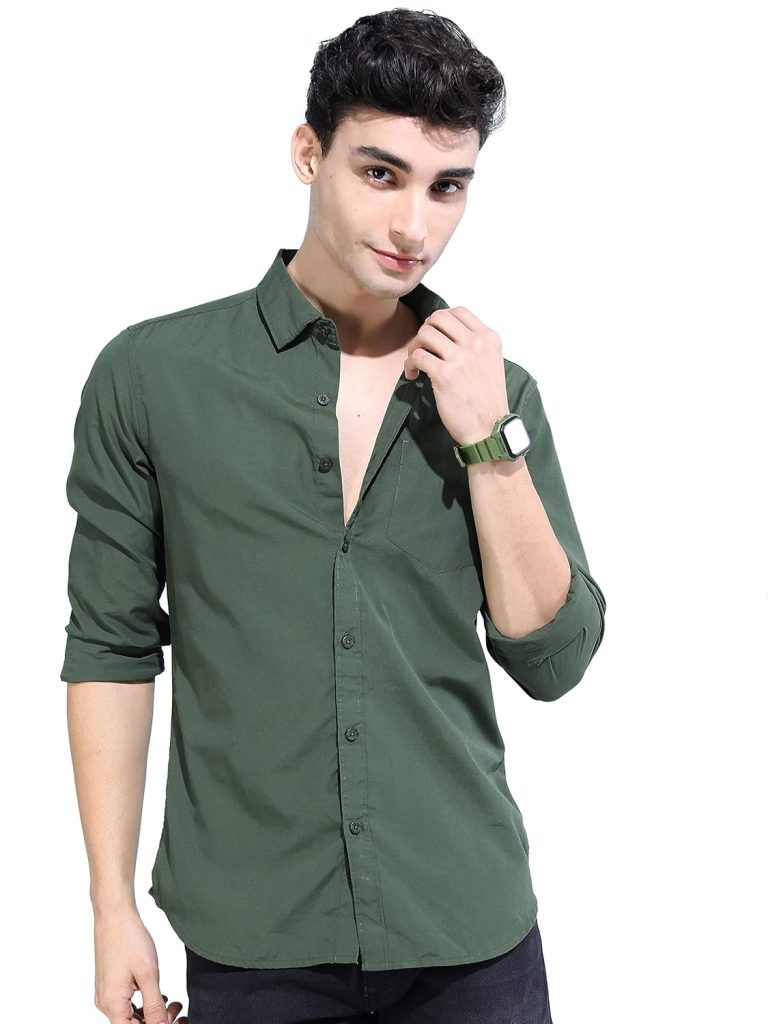KETCH Men's Polyester Slim Fit Solid Full Sleeve Shirt