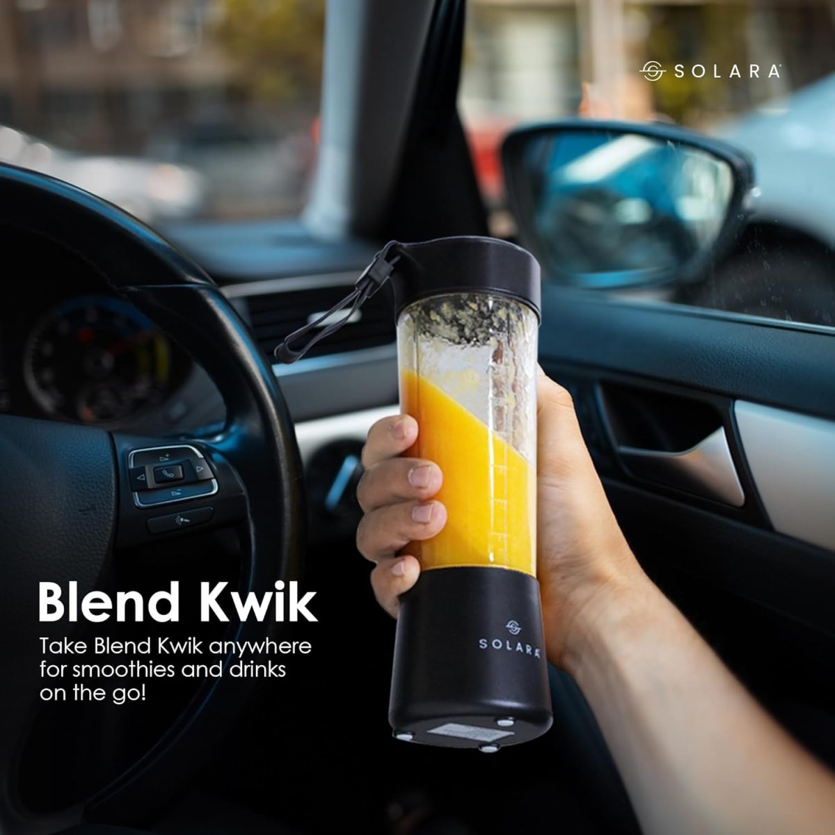 SOLARA Blendkwik Portable Blender for Juices, Shakes, Smoothies, Crushing Ice, USB Rechargeable Battery with 4000 mAh 180Watts Motor,450ml, Black Knight - Image 7