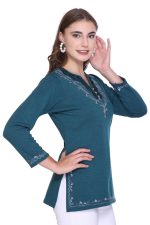 Rosary Womens Girls Woollen Winter Wear Short Kashmiri Embroidery Phiran Ethnic Top - Image 5