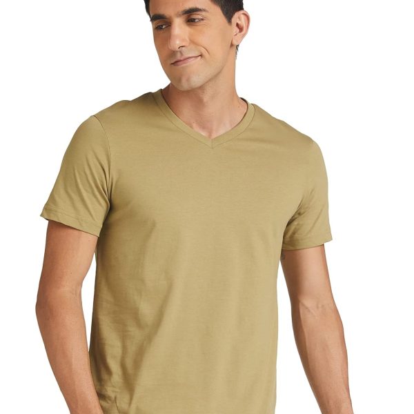 Amazon Brand - Symbol Men's Cotton Solid V-Neck Regular Fit T-Shirt (Available in Plus Size)