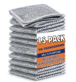MIP INTERNATIONAL® (15 Pack) Non-Scratch Dish Wash Cloth, Steel Wire Dish Cloth, Wire Dishwashing Rags Stainless Steel Scrubber Non-Scratch Wire Dishcloth for Washing Dishes Sinks Counters