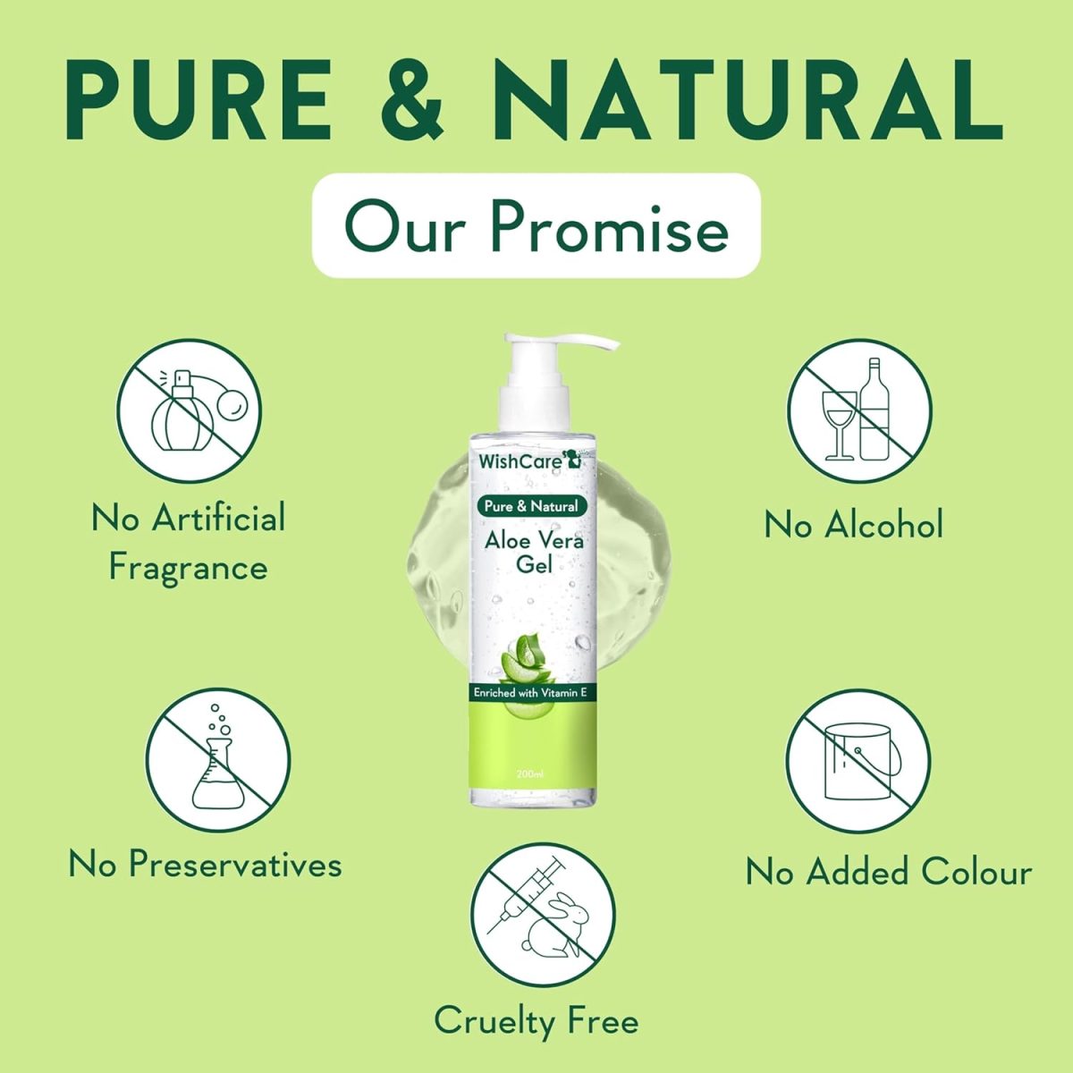 WishCare Pure & Natural Aloe Vera Gel - Multipurpose Beauty Gel for Skin and Hair, 200 ml - Image 3