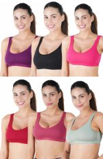 B-SOFT Molded Women Sports Bra,Non-Padded, Full Coverage for Women & Girls Beginners Non-Wired T-Shirt Gym Workout Bra, Activewear