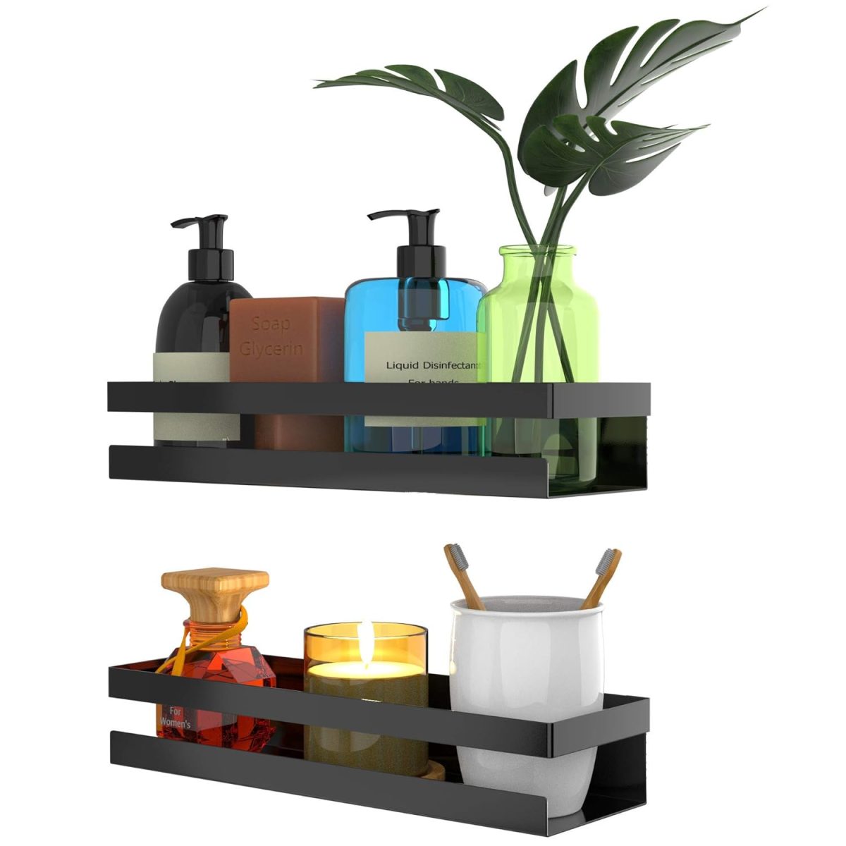 Amazon Brand - Umi Metal Multi-Purpose Wall Mount Floating Shelf Wall Mounted Storage Shelves for Kitchen, Bathroom, Bedroom, Office (Medium, Black) - Image 4