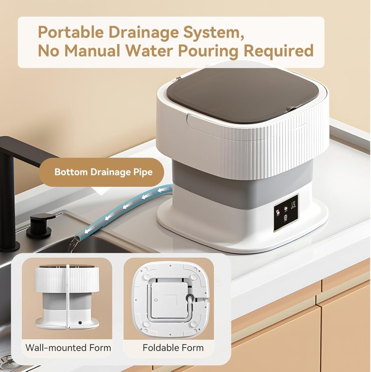 SeMi AuToMaTiC FoLdInG 11L SmAlL MiNi WaShInG MaChInE WiTh DrYeR DeEp CLeAnInG FoR UnDeRwEaR WaShINg MaChInE ClOtHeS WaShEr (WQ4) - Image 4