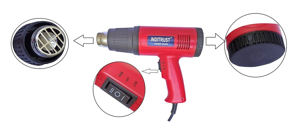 Inditrust 2000 Watt professional heat gun hot air gun with dual temperature setting for Shrink Wrapping, Packing, Paint removal heat gun designed for industrial use (RED) - Image 8