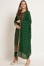 SHOPPING QUEEN Women's Jacquard jari Silk Kurta,Dupatta with Pant - Image 4
