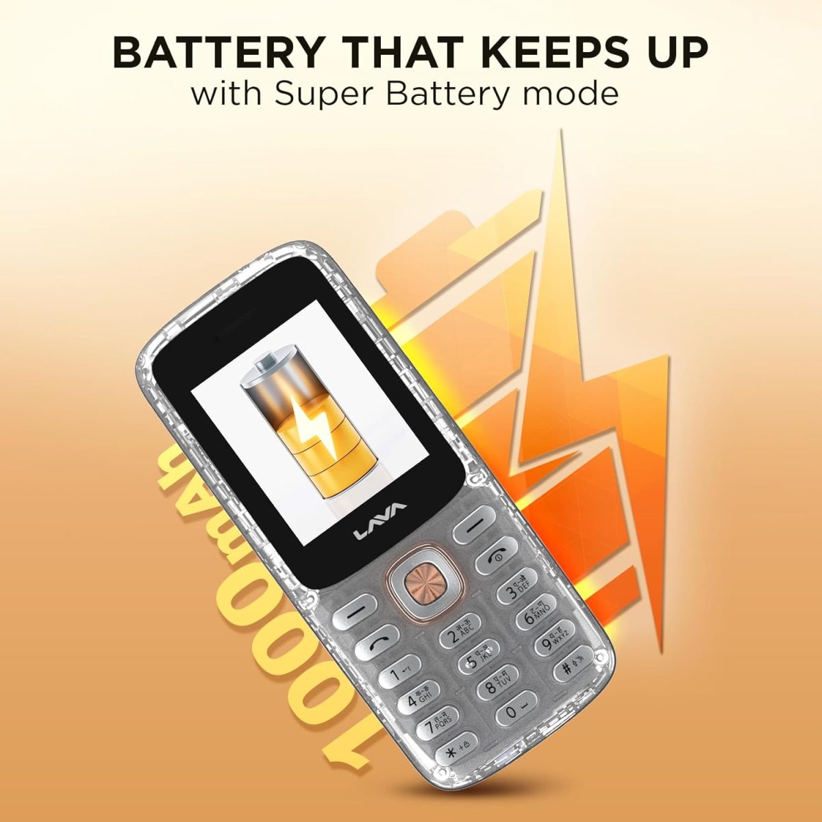 Lava A1 Clear Copper Keypad Mobile Phone with Long Lasting Smart AI Battery | 1.77inch Display | Bluetooth Support | Military Grade Certified | 32 GB Expandable Memory | (Clear) - Image 6