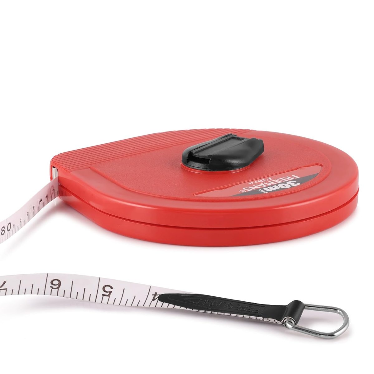 FREEMANS 30m:13 mm Fibra Fibreglass Measuring Tape - 30m/100ft With Unbreakable ABS Case || Durable Winding Mechanism Handle and Steel End Hook || Red Color - Image 4