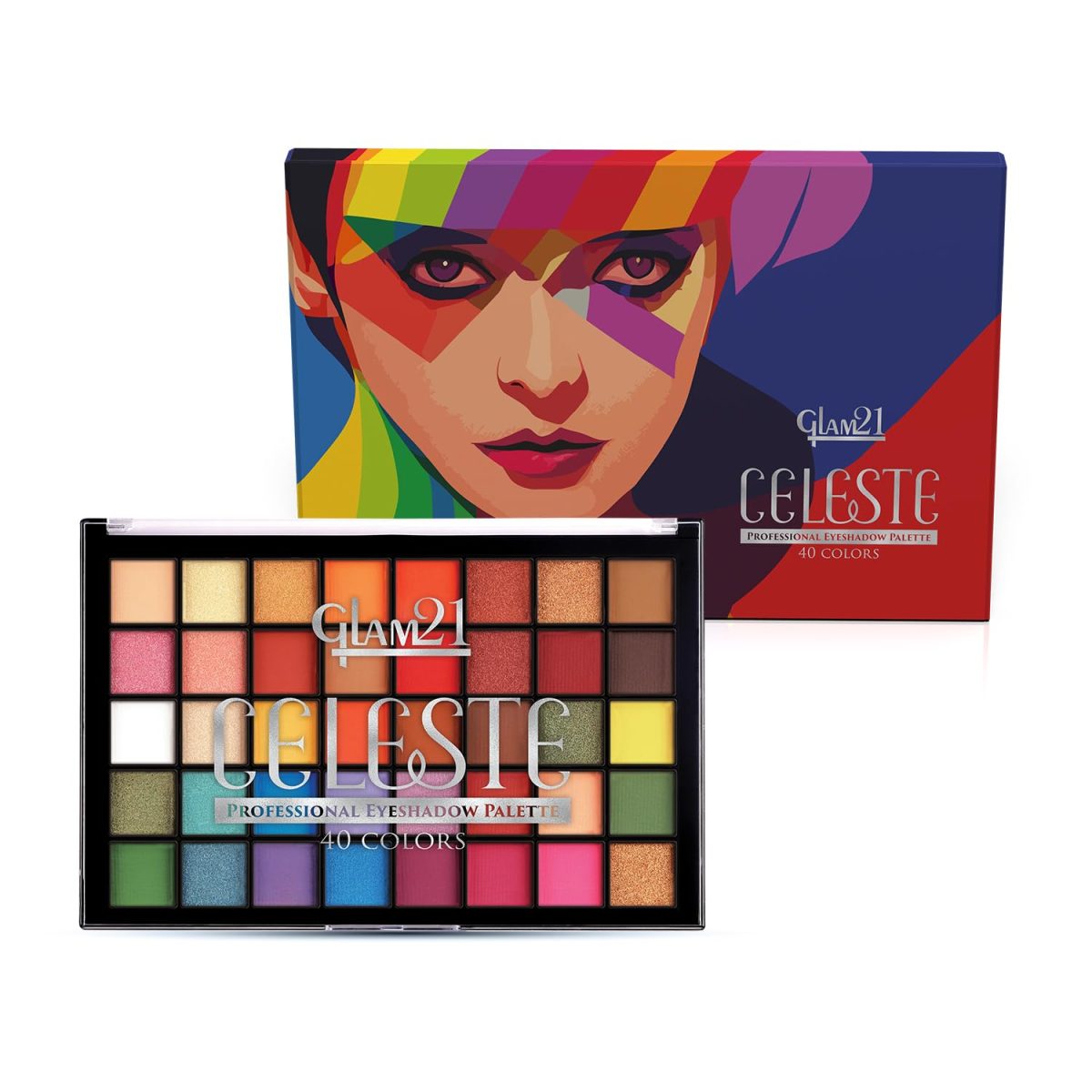 Glam21 Celeste Professional Eyeshadow Palette | Highly Pigmented |40 Selected Shades| Matte & Shimmer Shades - 50Gm |02- Blissful - Image 9