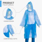 Allextreme Poncho Raincoat with Hood Barsaati Water Resistant Rain Protection Rainsuit for Men & Women Rainwear for Outdoor Activities Traveling Camping (Blue, Pack of 1) - Image 3