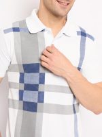 KASMA Men's Cotton Blend Polo Tshirt Has a Short Sleeve & Straight Hem-SNGKS-CHK8WHT - Image 4