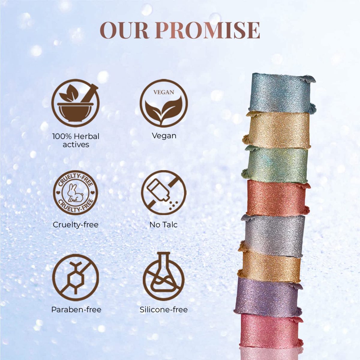 Just herbs 8 in 1 Herbal Metallic-shimmer finish, Long Lasting & Ultra Smooth Eye Shadow Lidsticks with Kumkumadi - 12gm - Image 8