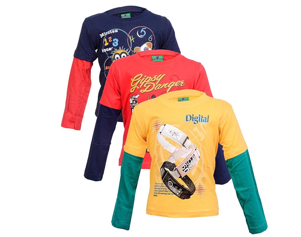 V4U Kids Long Sleeves Printed Tshirt with Doctor Sleeves Pack of 3